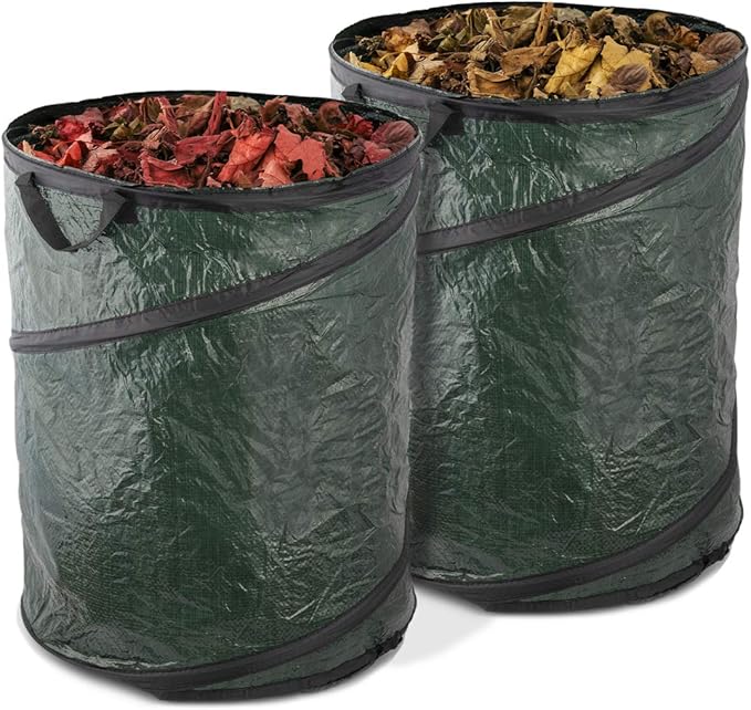 2 popup barrels full of leaves